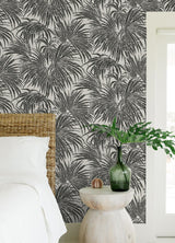 York Black & White Cassava Palm Peel & Stick Wallpaper