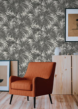York Black & White Cassava Palm Peel & Stick Wallpaper