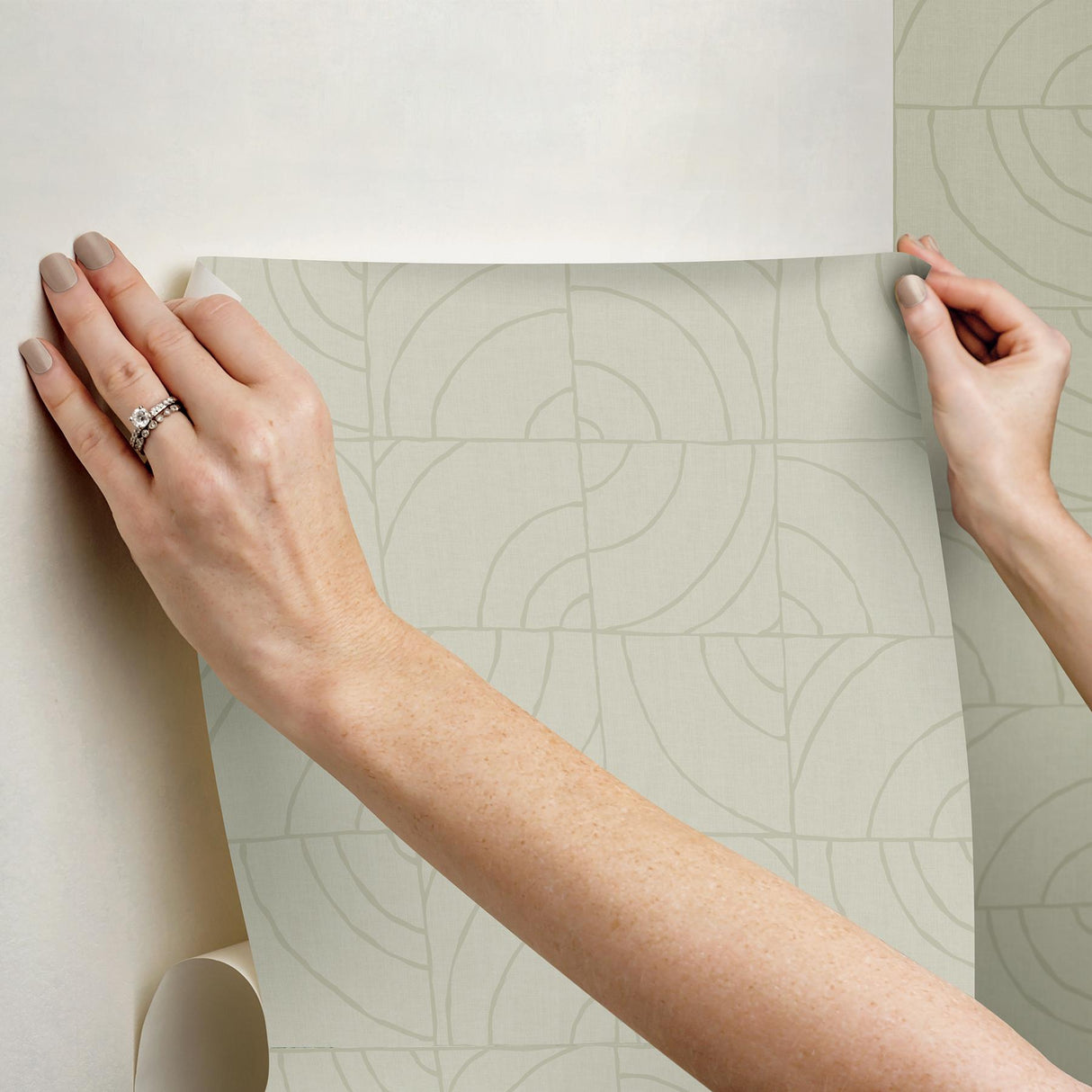 York Taupe Batik Blok Peel & Stick Wallpaper