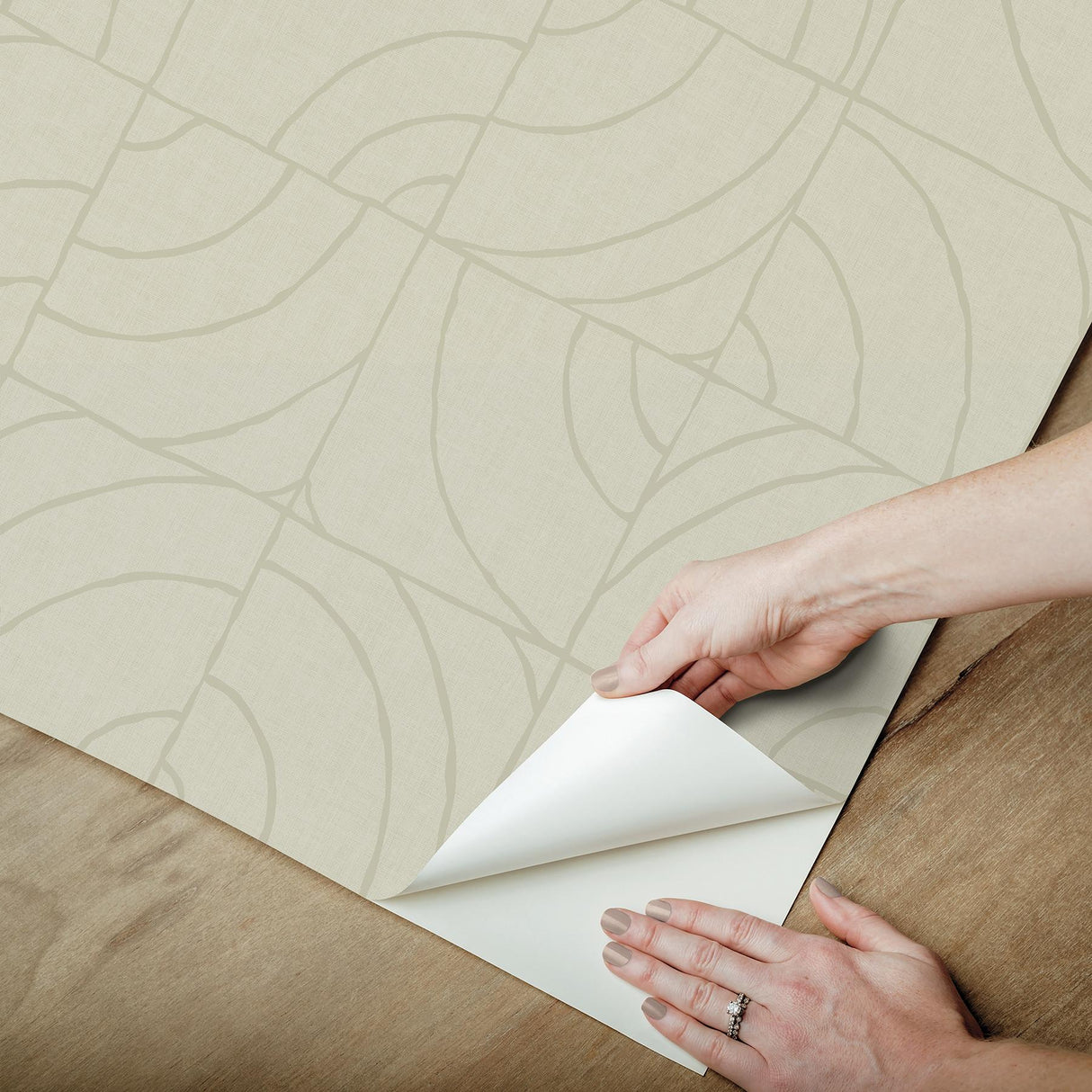 York Taupe Batik Blok Peel & Stick Wallpaper