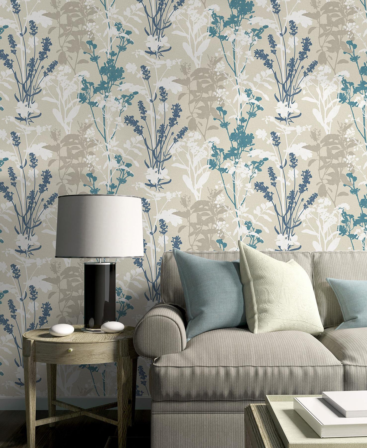 York Meadow Blue Wild Flowers Wallpaper