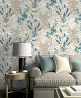 York Meadow Blue Wild Flowers Wallpaper