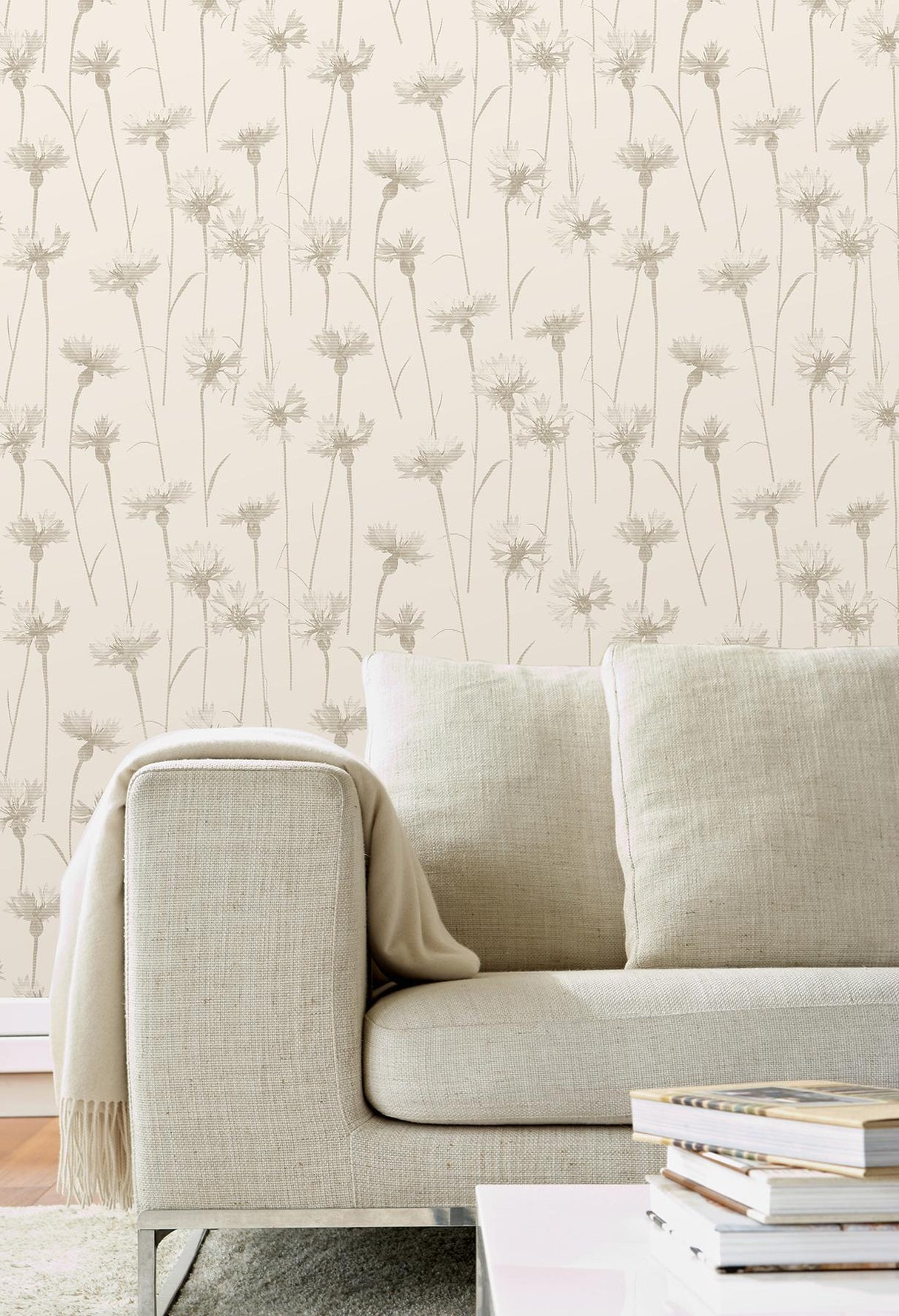 York Dalia Beige Cornflower Wallpaper