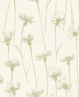York Dalia Green Cornflower Wallpaper