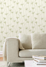 York Dalia Green Cornflower Wallpaper