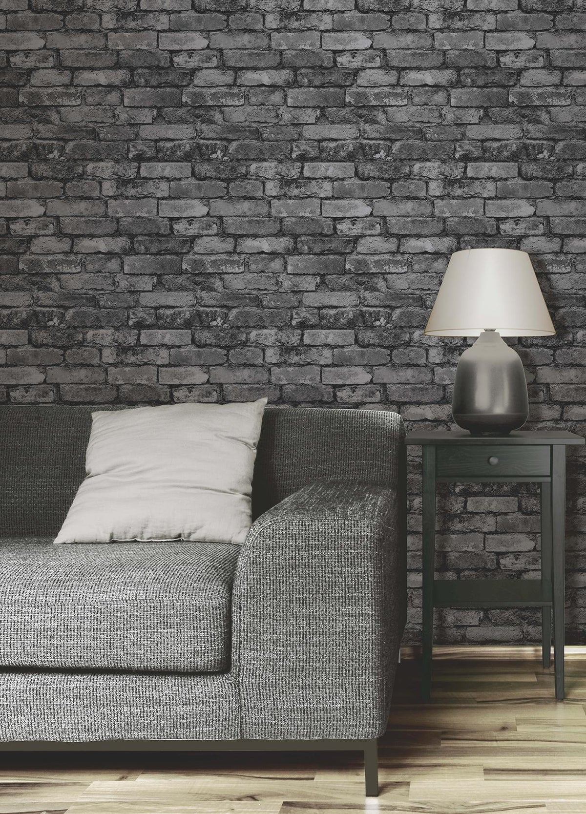 York Davis Charcoal Rustic Brick Wallpaper