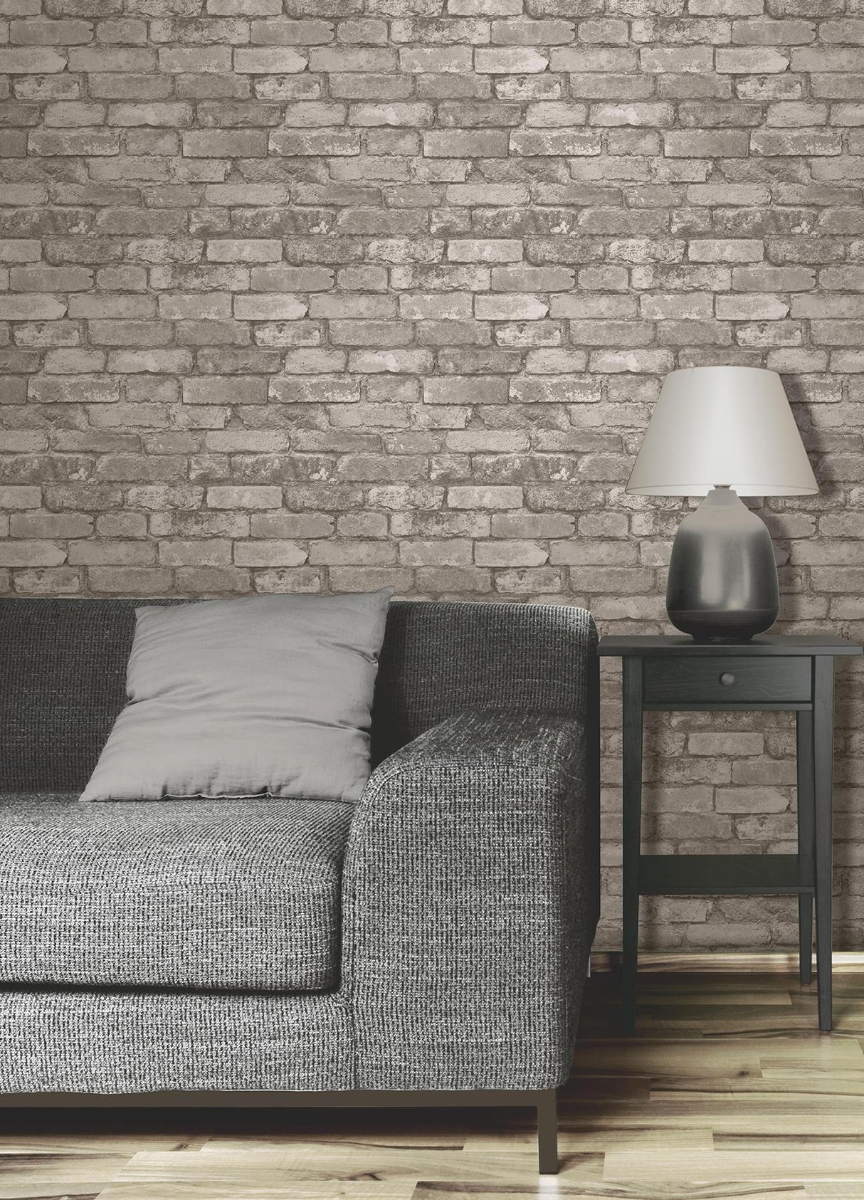 York Davis Light Grey Rustic Brick Wallpaper