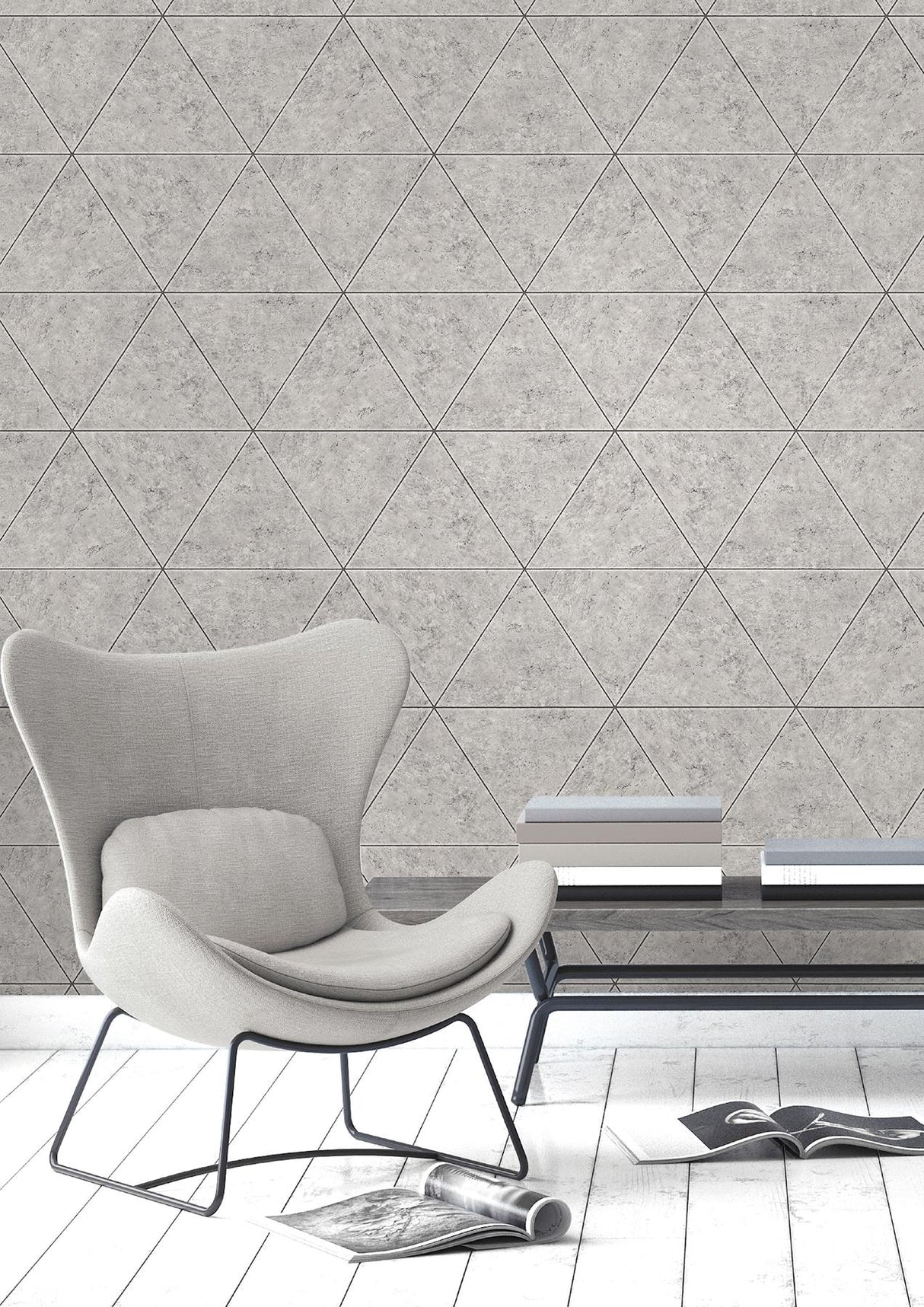 York Benson Grey Marble Triangle Wallpaper