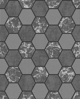 York Ceramica Black Hexagon Tile Wallpaper