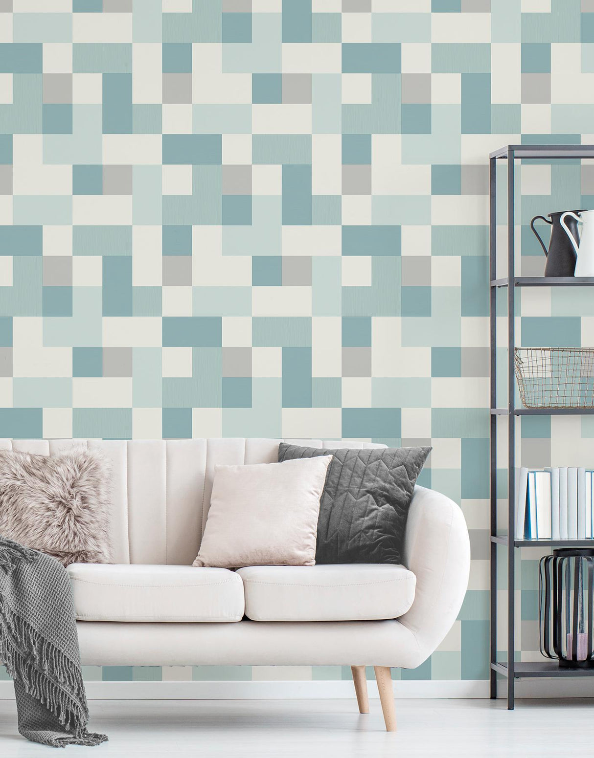 York Milano Aqua Geometric Wallpaper