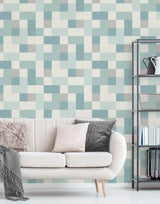 York Milano Aqua Geometric Wallpaper