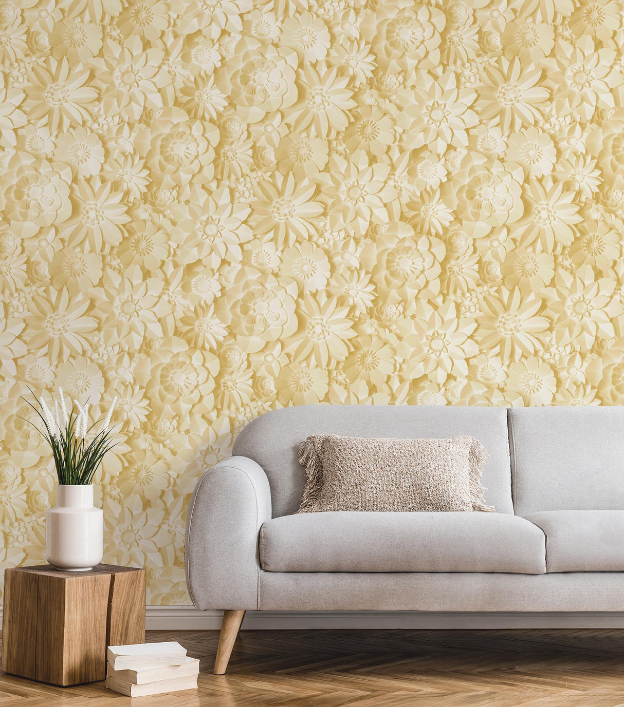 York Dacre Yellow Floral Wallpaper