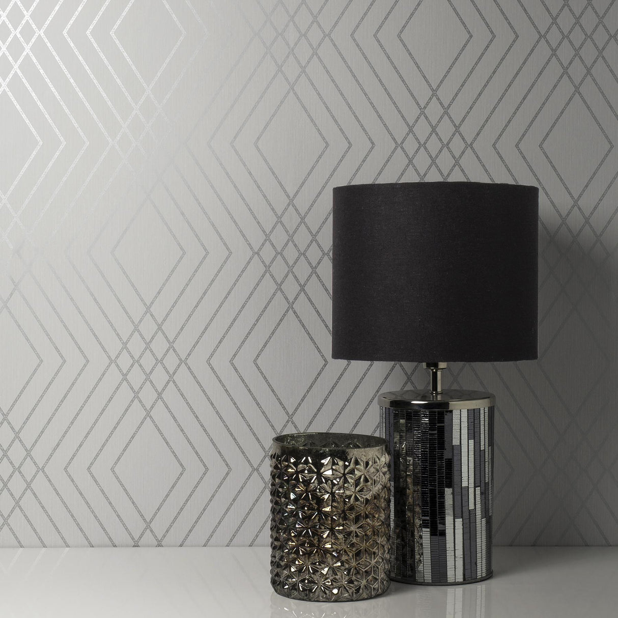York Shard Silver Trellis Wallpaper