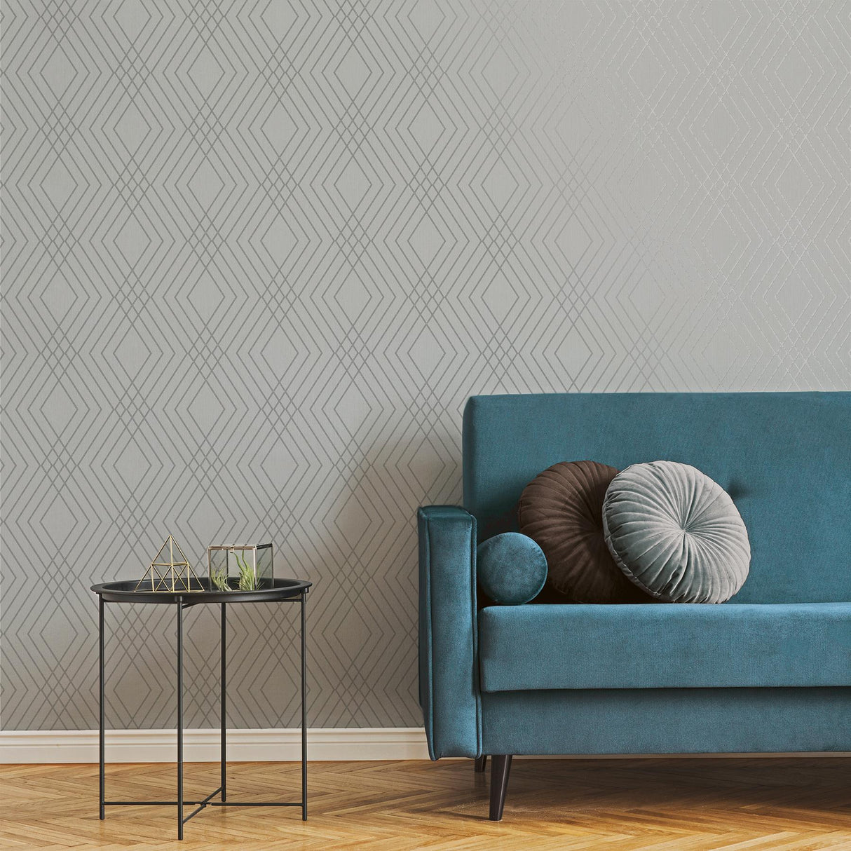 York Shard Silver Trellis Wallpaper