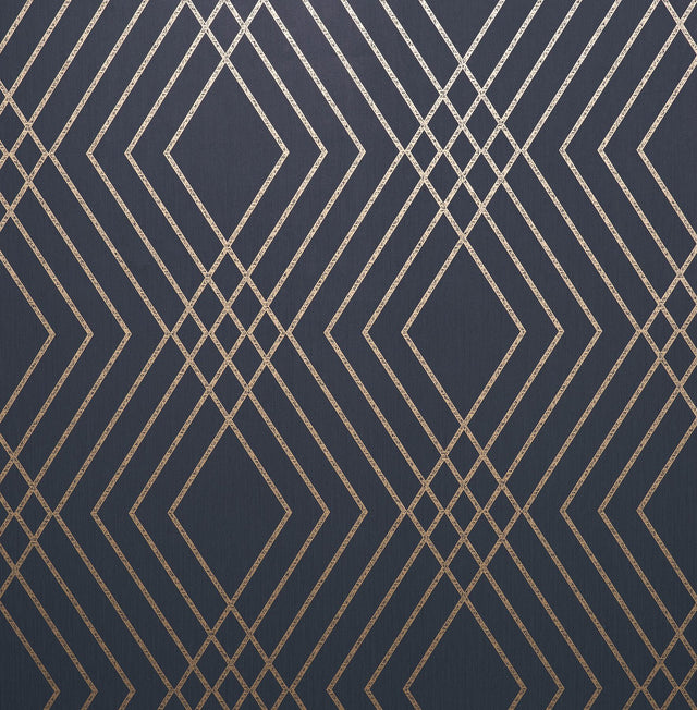 York Shard Navy Trellis Wallpaper