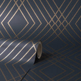 York Shard Navy Trellis Wallpaper