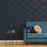 York Shard Navy Trellis Wallpaper
