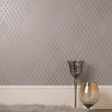 York Shard Grey Trellis Wallpaper