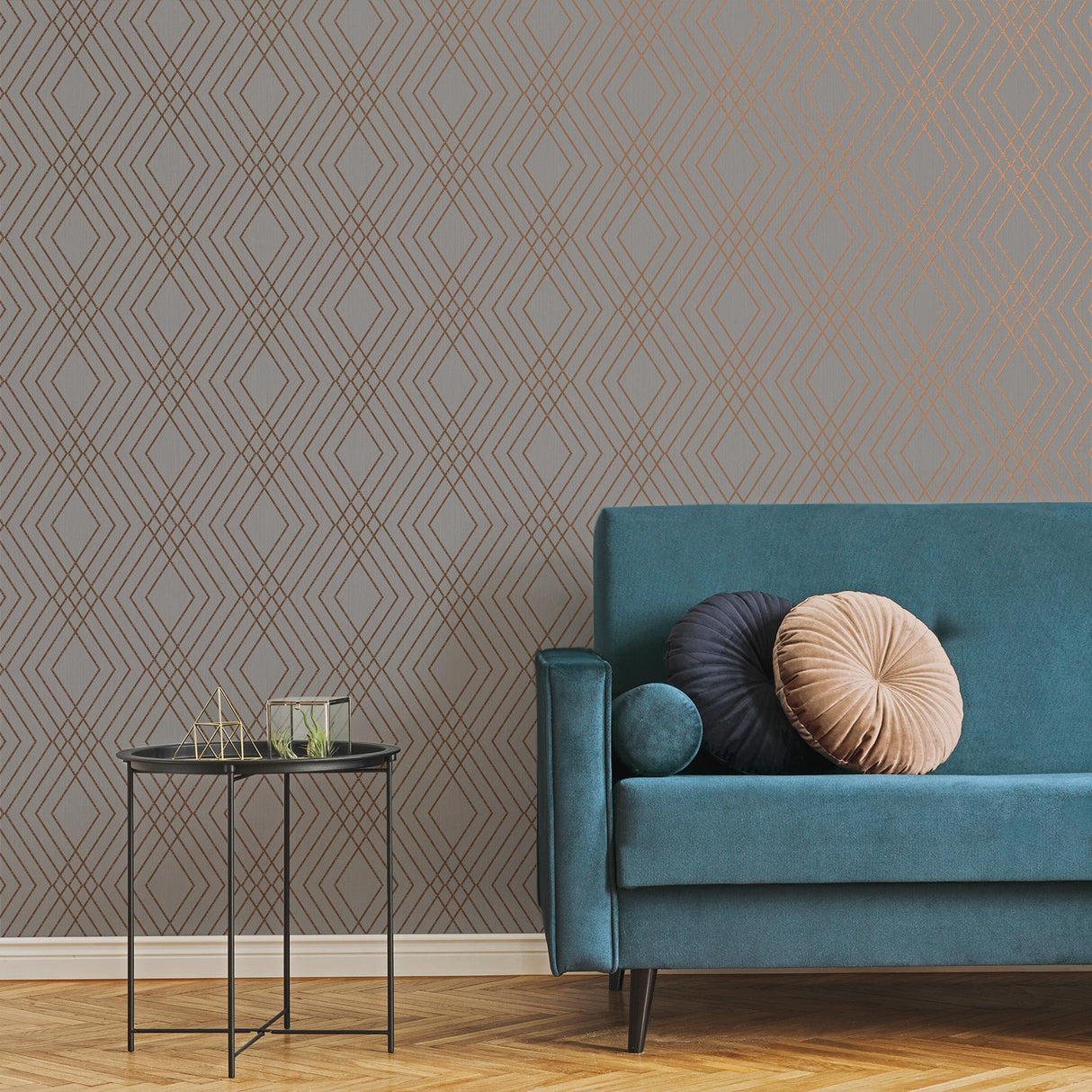 York Shard Grey Trellis Wallpaper