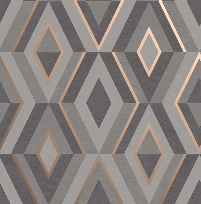 York Shard Charcoal Geometric Wallpaper