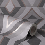 York Shard Charcoal Geometric Wallpaper