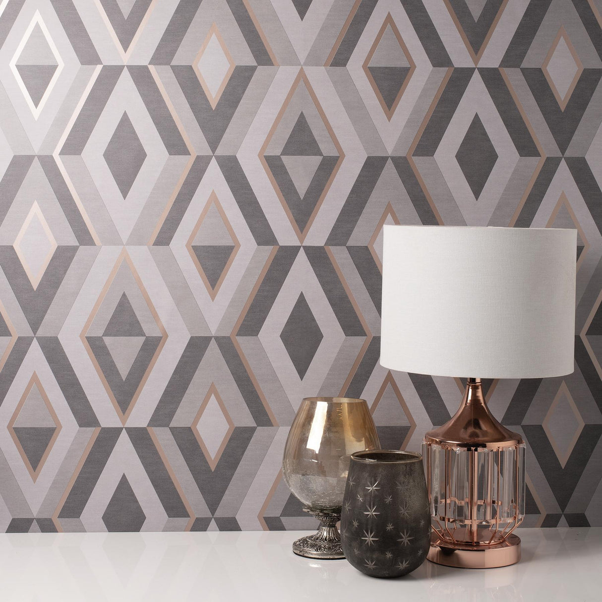 York Shard Charcoal Geometric Wallpaper