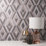 York Shard Charcoal Geometric Wallpaper