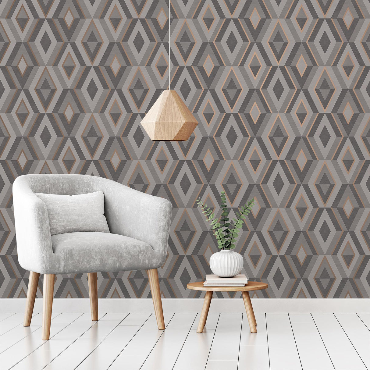 York Shard Charcoal Geometric Wallpaper