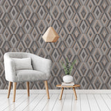 York Shard Charcoal Geometric Wallpaper