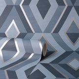 York Shard Blue Geometric Wallpaper