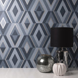 York Shard Blue Geometric Wallpaper