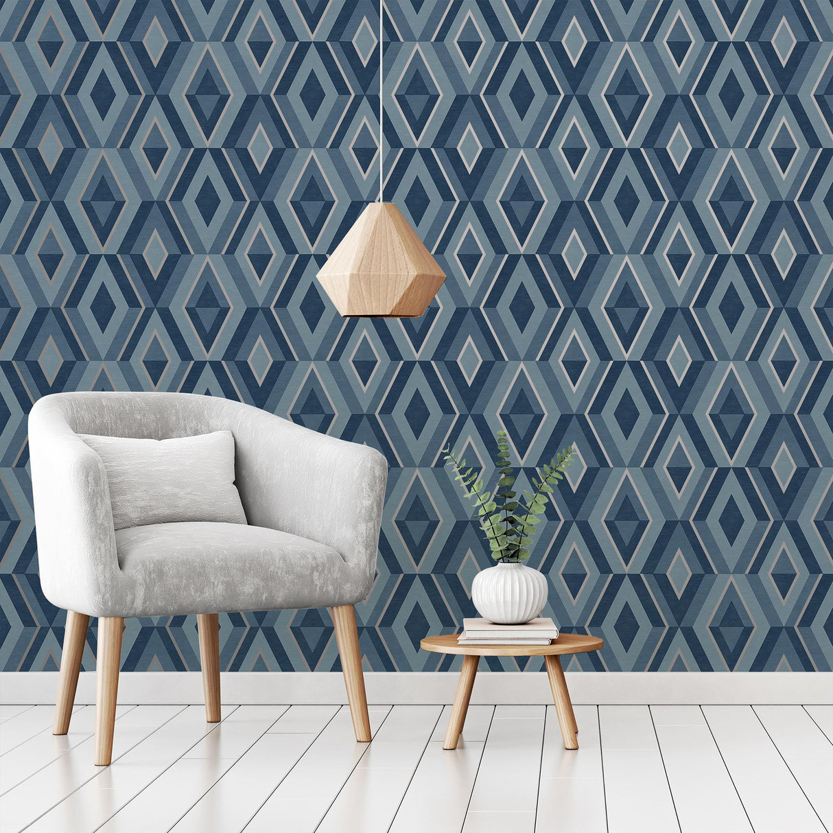 York Shard Blue Geometric Wallpaper