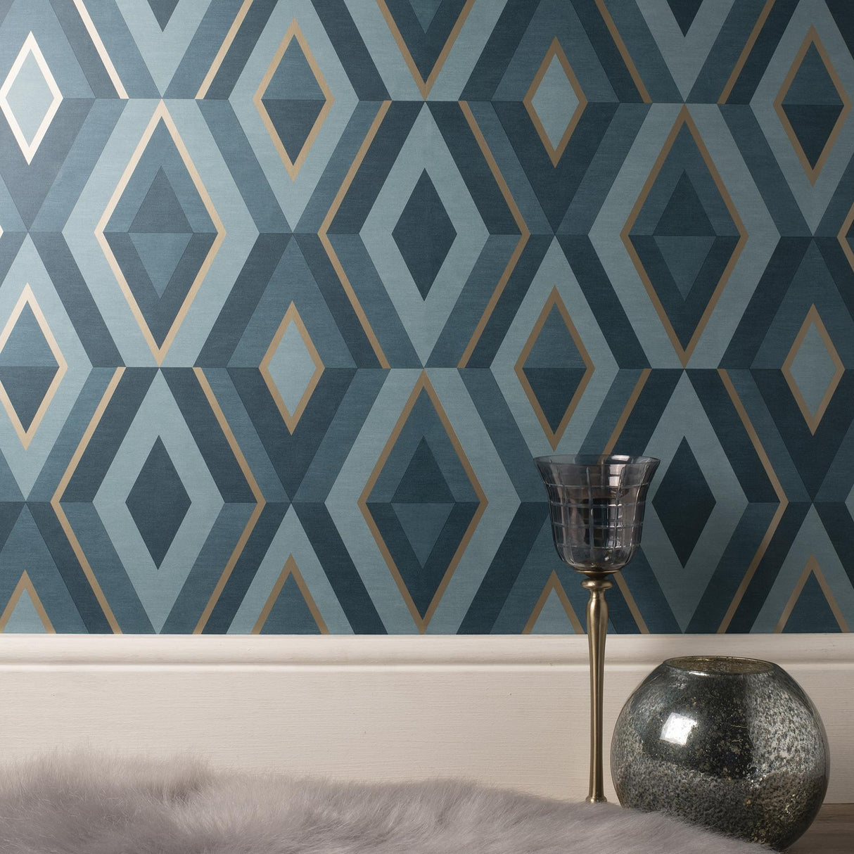 York Shard Turquoise Geometric Wallpaper
