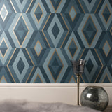 York Shard Turquoise Geometric Wallpaper