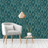 York Shard Turquoise Geometric Wallpaper