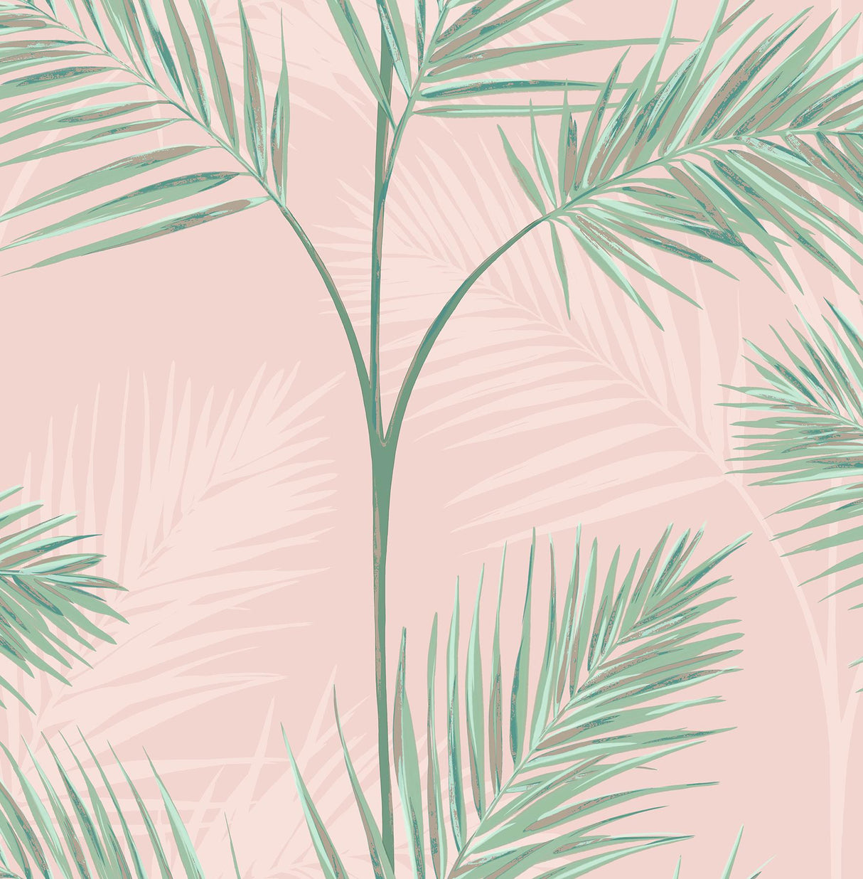 York South Beach Blush Fronds Wallpaper