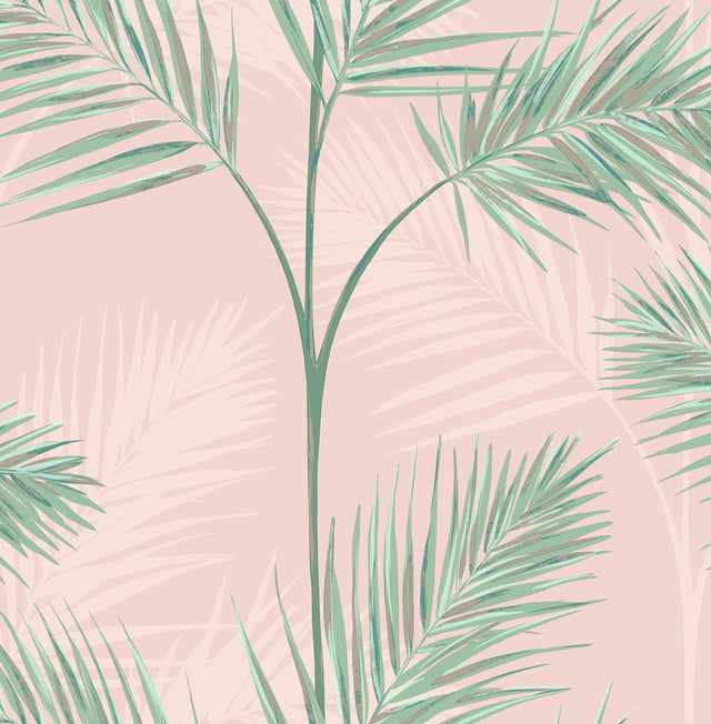 York South Beach Blush Fronds Wallpaper