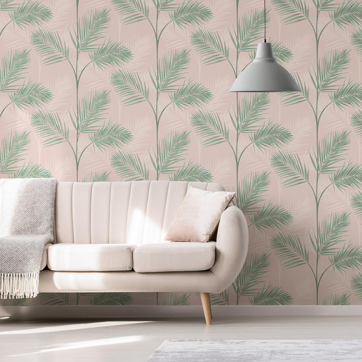 York South Beach Blush Fronds Wallpaper
