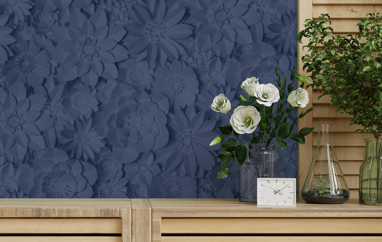 York Dacre Dark Blue Floral Wallpaper