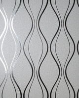 York Odie Silver Contour Wave Wallpaper