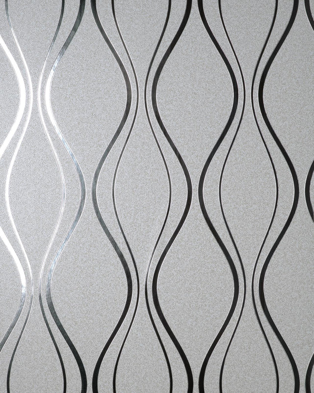 York Odie Silver Contour Wave Wallpaper