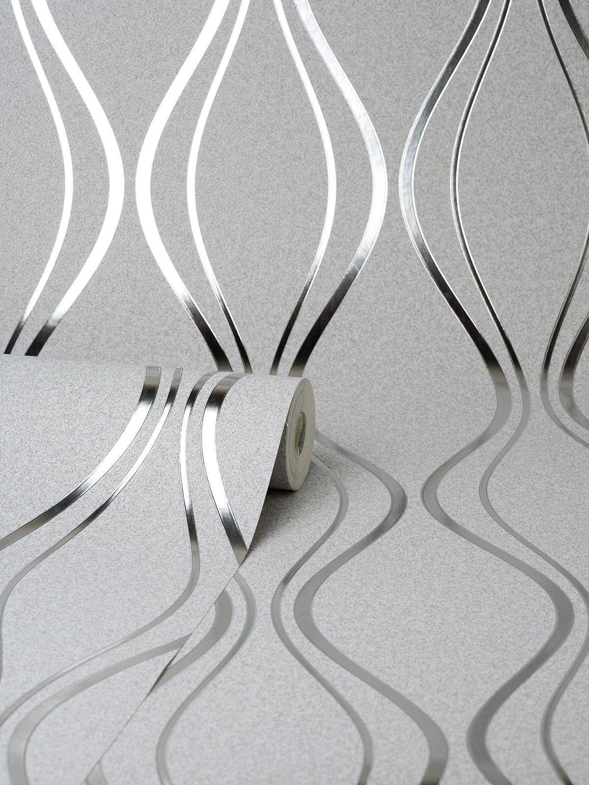 York Odie Silver Contour Wave Wallpaper