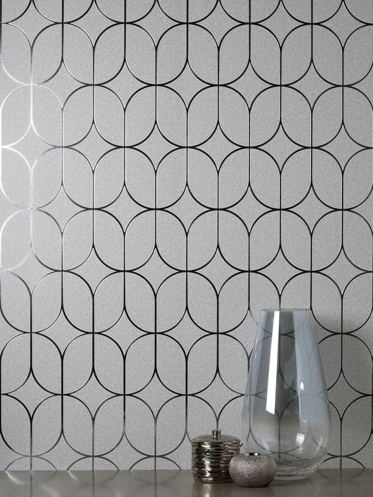 York Raye Silver Rosco Trellis Wallpaper