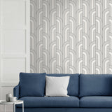 York Ezra Platinum Arch Wallpaper