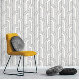 York Ezra Platinum Arch Wallpaper