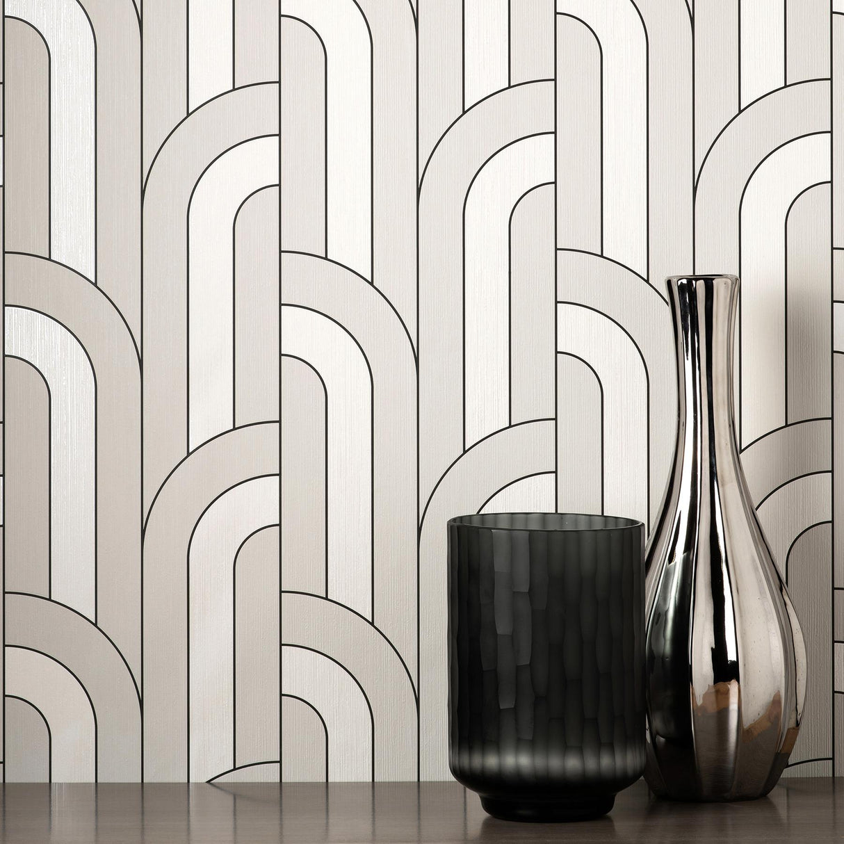 York Ezra Platinum Arch Wallpaper