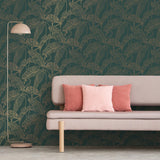 York Mulholland Dark Green Flamingo Wallpaper
