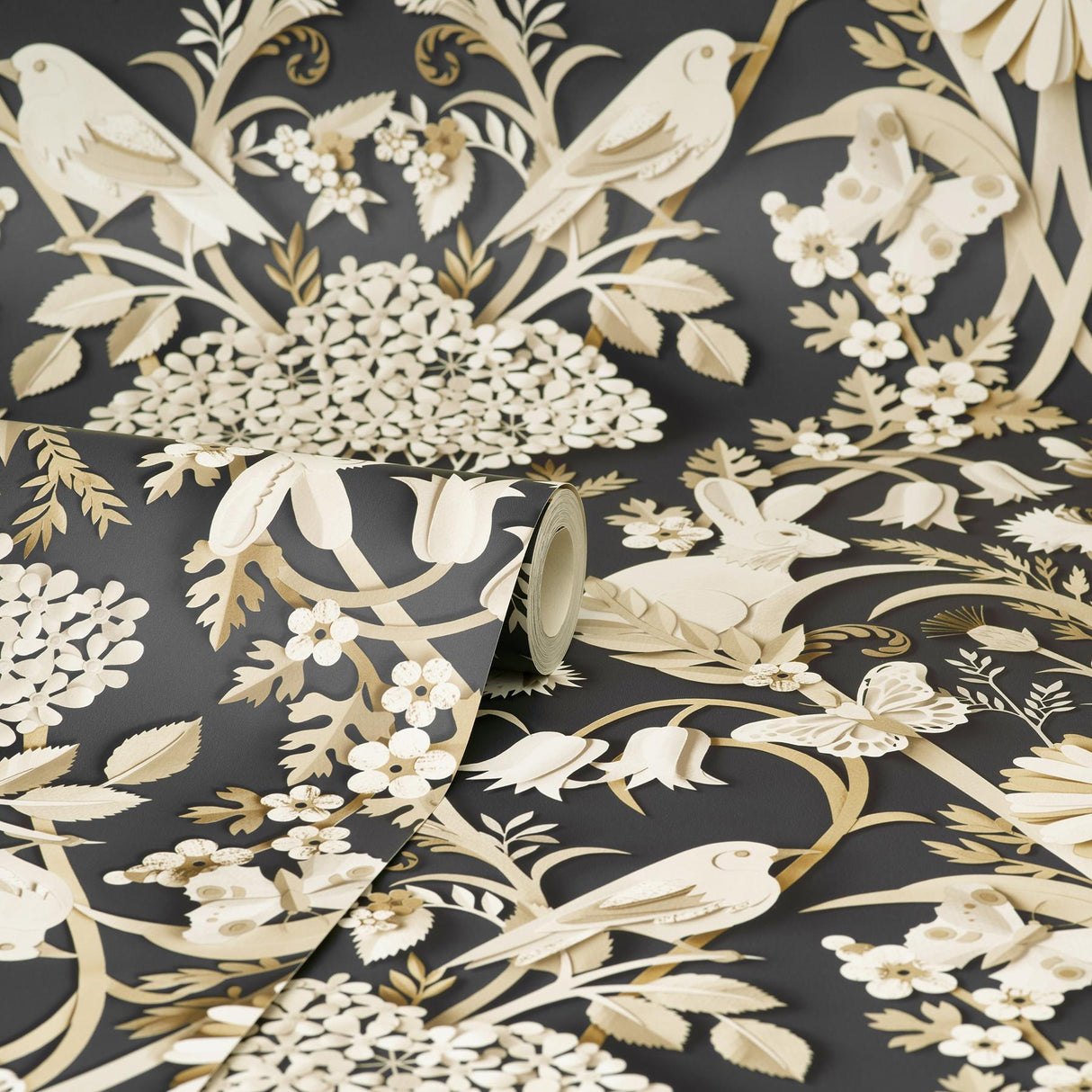 York Fae Charcoal Woodland Wallpaper