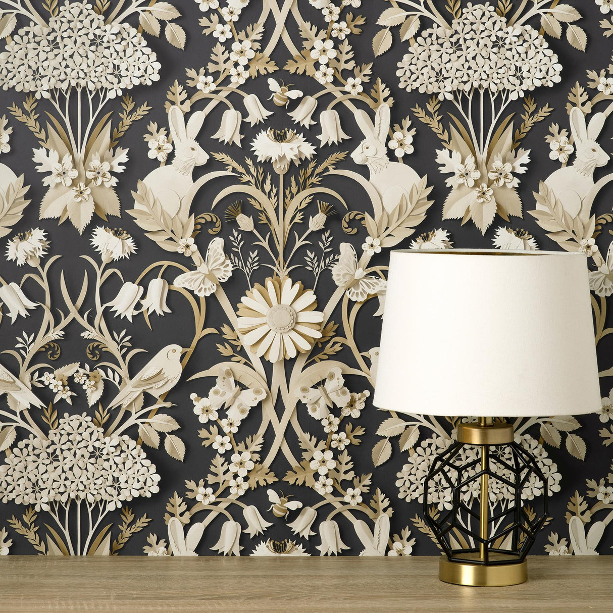 York Fae Charcoal Woodland Wallpaper