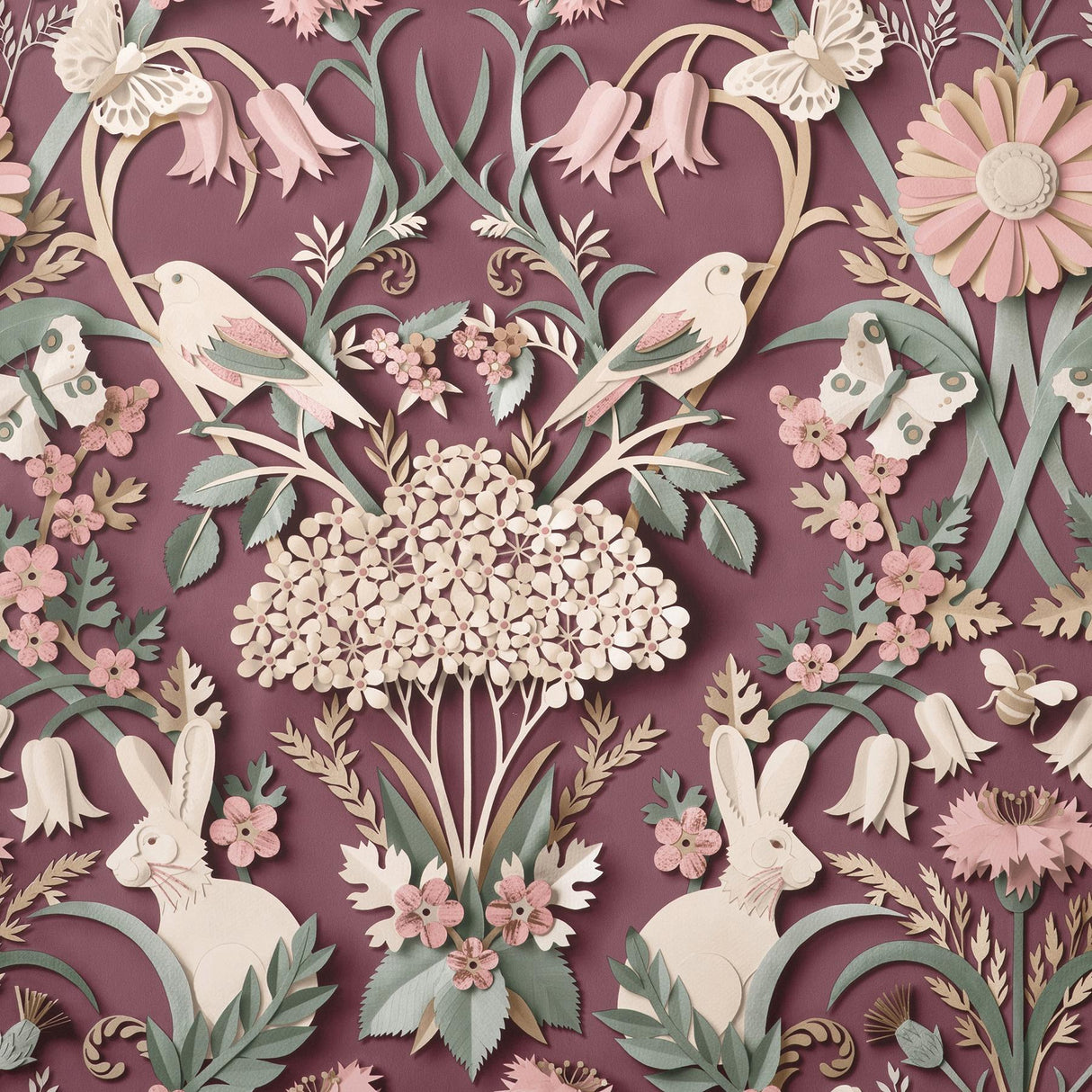York Fae Plum Woodland Wallpaper
